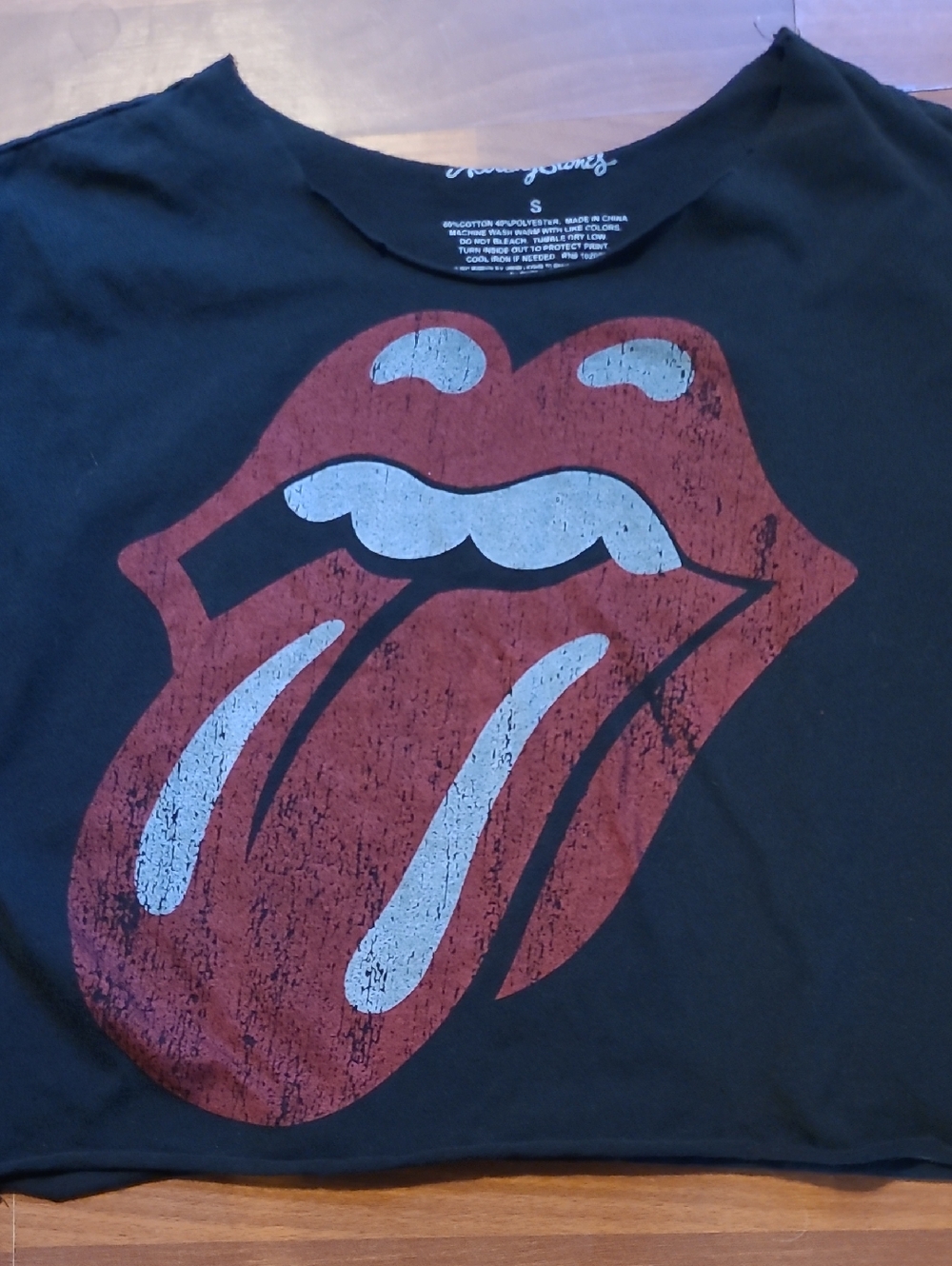 Rolling Stones Black Tee with Red and White Tongue Logo